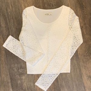 Abercrombie Kids White lace long sleeve top